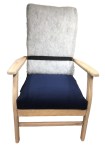 Chair with seat pad attached and back pad held in place