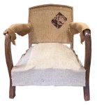 Seat covered in hessian