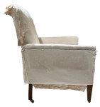 Side of chair with calico cover