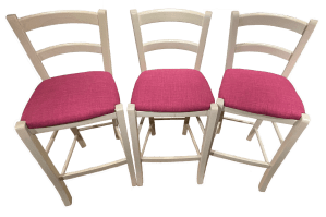 The completed chairs with seat inserts screwed into place