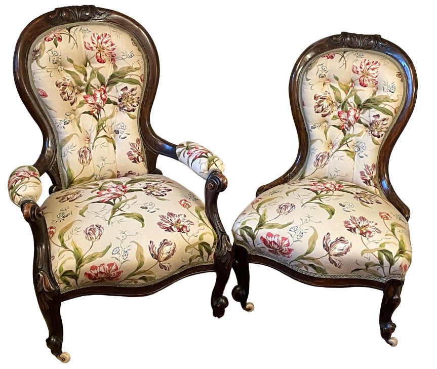 The finished pair of Victorian Chairs