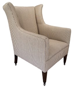 The completed chair from a front corner