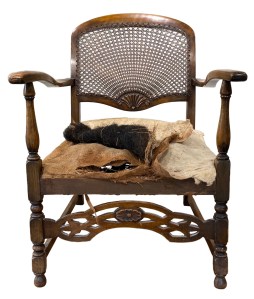 Layer of stuffings peeled back