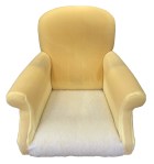 Chair seat covered in barrier cloth to meet current legislation