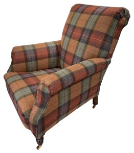 Finished chair see from a front corner