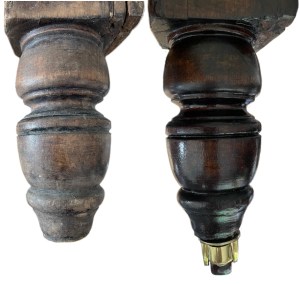 Chair leg before and after polishing and new castor added