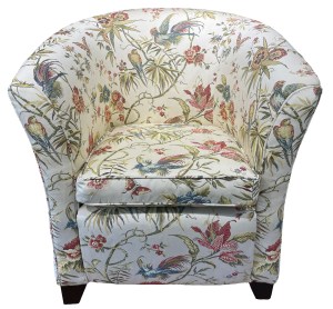 Tub chair with cushion in place