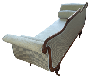 The finished sofa from a back corner