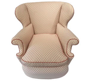 Completed chair with seat cushion in place