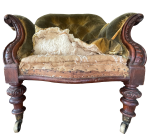 Fabric lifted from the seat front