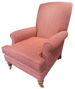 Completed chair from a front corner