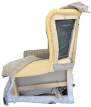 Inner wing and arm fabric pulled forward but still fixed in places