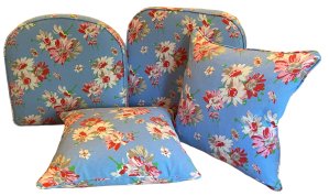 Floral seat cushions.
