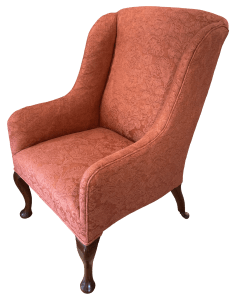 The completed chair from a front corner.