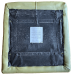 The chair tipped on it’s front - undercloth visible